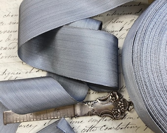 1.625" Straight Edge Woven Ribbon Vintage Gray Grey Grosgrain Millinery Ribbon trim hatband fedora Hatter