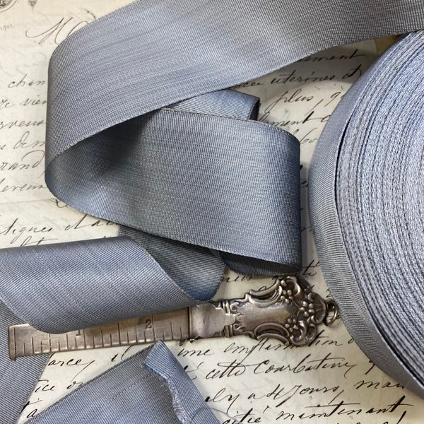 1.625" Straight Edge Woven Ribbon Vintage Gray Grey Grosgrain Millinery Ribbon trim hatband fedora Hatter