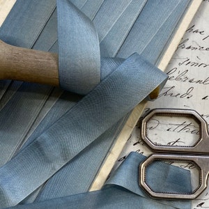3/4 &quot;Antike SEIDE Französisch Blau Ombre Zierband Zierband, Puppe, Braut, Brautschmuck, Hochzeit, etwas Blaues