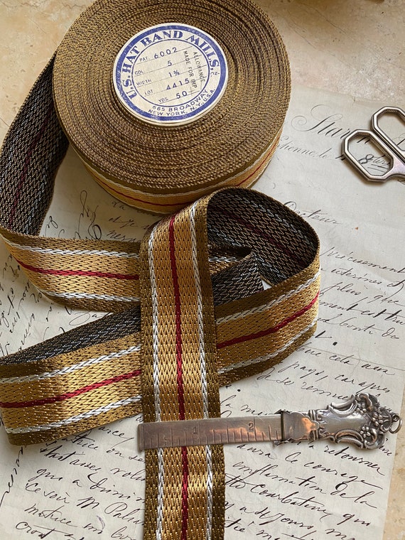 1 34 x 1 or 2 yards Vintage Stripes Hat Band Fedora Navy and Lt Straight Edge Ribbon Blue