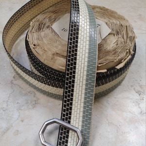 1&quot; Straight Edge Vintage Striped Hat Band trim Millinery ribbon Black, Grey, Off White, fedora, belt, strap, Boater straw hat