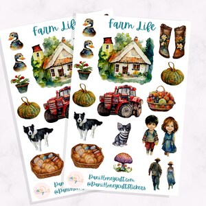 Farm Life Sheet Set, 2 sheets, Cottage Core Aesthetic Sticker Sheet Set, Kiss-Cut Sticker sheets
