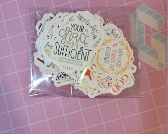 Bible Verses Set #1, Motivational Christian Sticker Pack, Set Of 100, Die-Cut