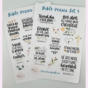 Bible Verses Sheets, Version 3, Motivational Christian Sticker Sheet Pack, Set Of 2 Sheets, Kiss cut