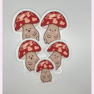 Ensemble d’autocollants de champignons de 5 | Frankie le Fun-gi | Personnage de champignon dessiné à la main