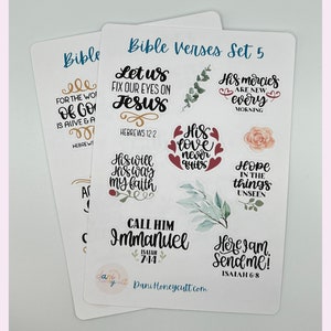 Bibelverse Bögen, Version 5, Motivierender christlicher Stickerbogen Pack, Set von 2 Bögen, Kiss cut