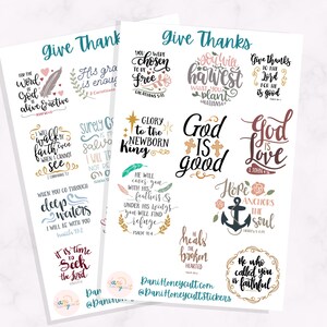 Feuilles d'autocollants Give Thanks, feuilles d'autocollants motivants chrétiens, autocollants coupés baiser, lot de 2