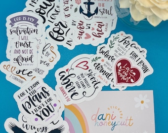 Bible Verses Set Volume D, Motivational Christian Sticker Pack, Set Of 16, Die-Cut Premium Matte
