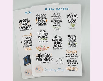 Bible Verses Sheets, Version 1, Motivational Christian Sticker Sheet Pack, Set Of 2 Sheets, Kiss cut