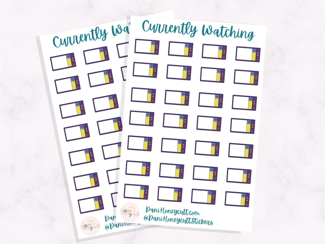 Wathcing Sticker Currently Watching Sticker Sheet Set, 2 Sheets, Hand Drawn by Dani ...