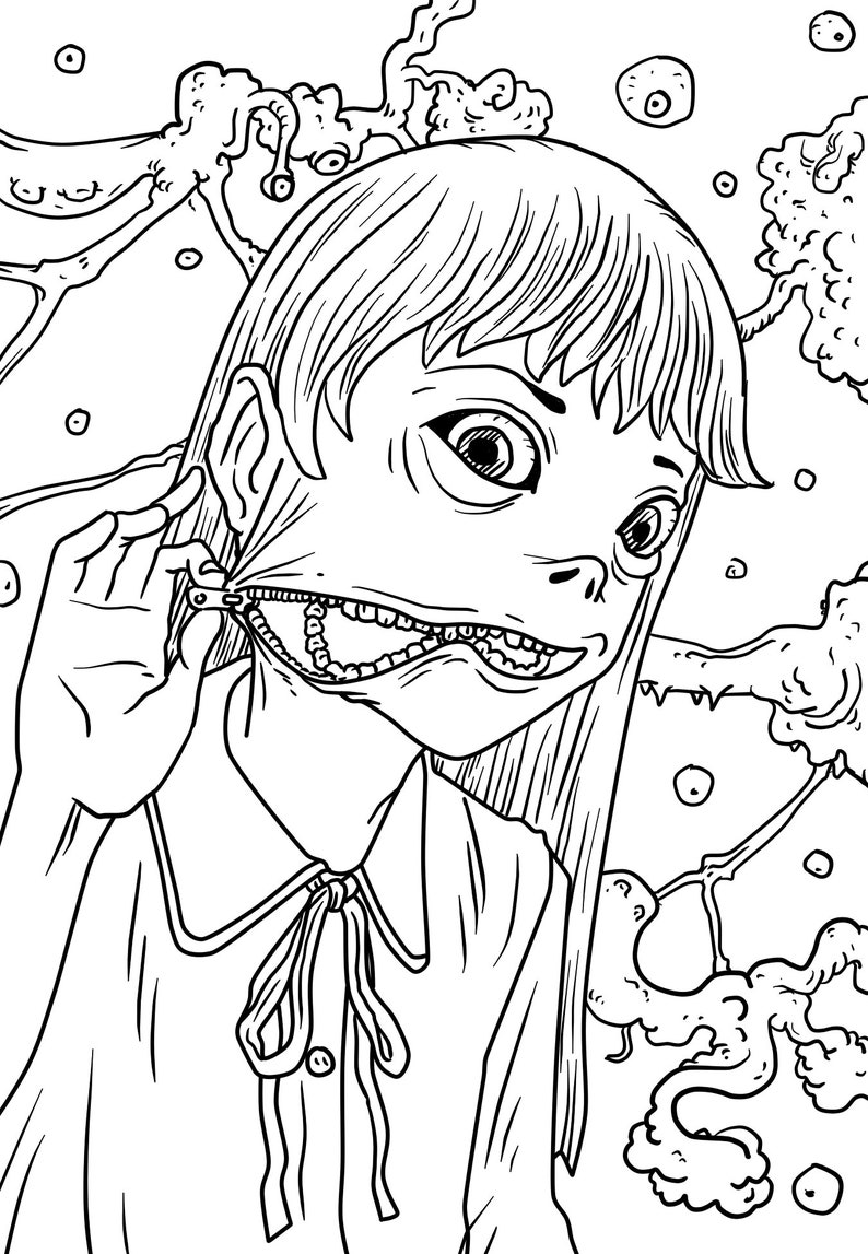 Creepy Coloring Pages 10 Coloring Sheets Printable or Digital Procreate ...