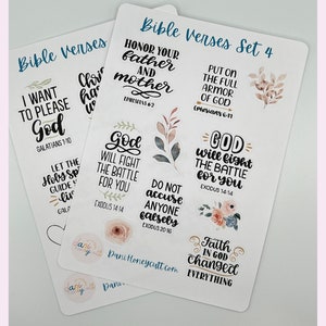 Fogli di versetti biblici, versione 4, pacchetto di fogli di adesivi cristiani motivazionali, set di 2 fogli, taglio del bacio