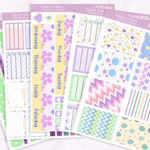 Pâques est ici ensemble de feuilles d'autocollants hebdomadaires, 5 feuilles, achat en kit ou individuel, ensemble de feuilles d'autocollants de planificateur, feuilles d'autocollants Kiss-Cut