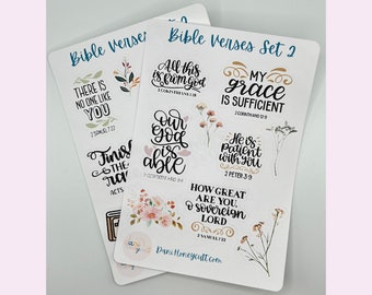 Bible Verses Sheets, Version 2, Motivational Christian Sticker Sheet Pack, Set Of 2 Sheets, Kiss cut