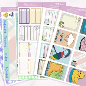 April Showers Weekly Sticker Sheet Set, 5 feuilles, Achat en kit ou individuel, Planner Sticker Sheet Set, Kiss-Cut Sticker sheets