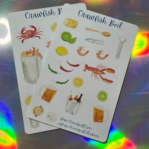 Crawfish Boil Sticker Sheet Set, 2 sheets, Aesthetic Sticker Sheet Set, Kiss-Cut Sticker sheets