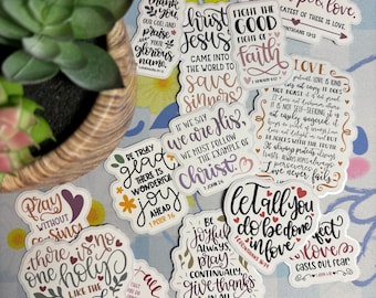 Bible Verses Set Volume A, Motivational Christian Sticker Pack, Set Of 13, Die-Cut Premium Matte