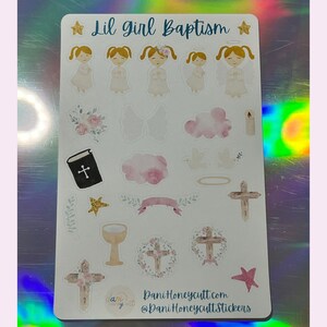 Conjunto de folhas de adesivos de batismo Lil Girl, 2 folhas, 3 opções disponíveis, conjunto de folhas de adesivos estéticos, folhas de adesivos Kiss-Cut
