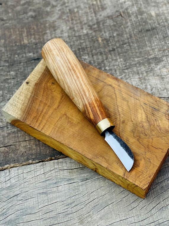 Hand Forged Chip Carving Knife, Whittling Knife with Leather Sheath, High Carbon Steel Wood Carving Tool, Christmas Gift
