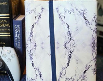Marble Faux Leather Book Cover - Adjustable Book Sleeve for Hardcover & Paperback - Neutral Reader Gift