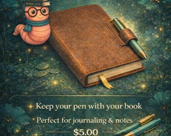 Faux Leather Book Cover Pen Loop Add-On, Secure Pen Holder Upgrade