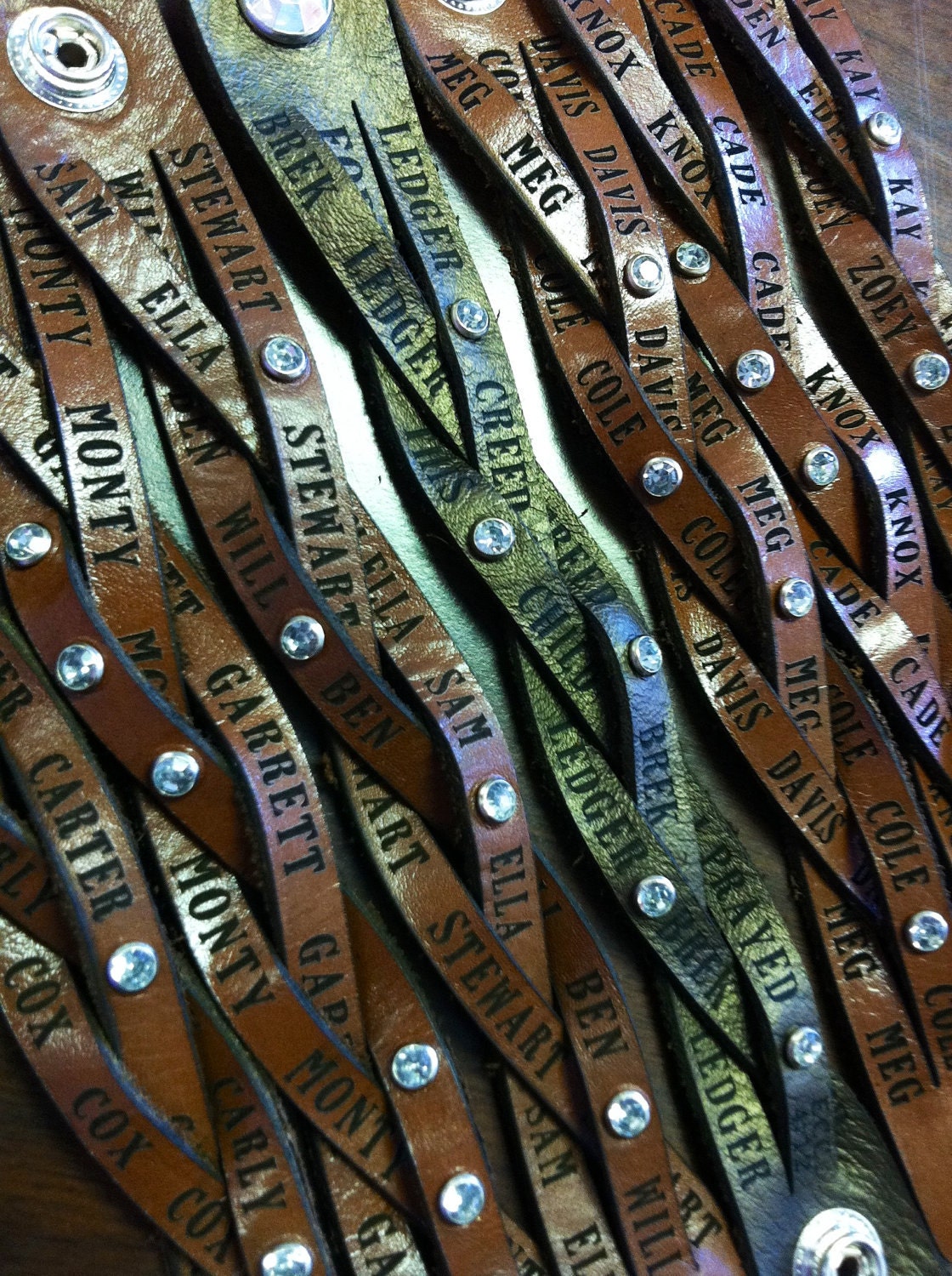 Custom Leather Bracelet w/ Rhinestones Great Baby Shower Etsy