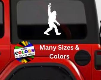 Bigfoot Peace SignDecal, Many Sizes & Colors, Sasquatch RV Camper Car Laptop Sticker  Graphics Waterproof Trailer Ford Chevy Dodge Toyota