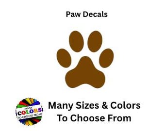Paw Print Sticker Decals, Many Sizes & Colors, Dog Cat Farm Animal Decal Stickers, Barnyard Animal Shape , Farm Life Sticker Set Vinyl Decal