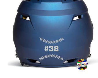 Baseball Stripes TBall Personalize Custom Number Decal, Many Sizes & Colors Kids Bat Label Baseball Helmet Number Sticker Batting Name Label