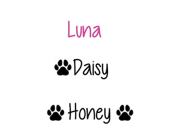 Personalized Pet Name Decal, Many Sizes, Styles, Colors & Fonts, Cars, Tumblers, Laptops Vinyl Sticker Dog Mom, Dad Gift Dogs Cats Pets