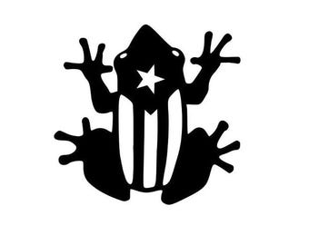 Coqui Puerto Rico Flag Vinyl Decal, Many Colors & Sizes, Puerto Rican Gift Ideas, Free Shipping