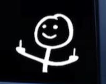 Stickfiguur flipping dubbele middelvinger vinyl sticker, vele maten en kleuren om uit te kiezen, grappige cadeau-ideeën Laptop glaswerk venster F Off