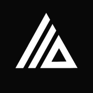 May include: A white geometric logo on a black background. The logo features a large triangle shape with two parallel lines and a smaller triangle inside. The design is minimalist and modern.