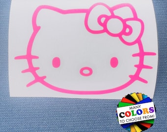 Cute Kawaii Cat Kitty Vinyl Decal, Waterproof UV Resistant Sticker, Many Sizes & Colors, Indoor Outdoor Use, JDM Racing Japanese Voodoo