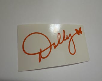Dolly Parton Butterfly Signature Decal, Many Sizes & Colors, Tennessee Tribute Butterfly Waterproof UV Resistant Sticker, Indoor Outdoor Use