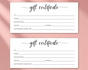PDF Printable Gift Certificate, Gift Voucher Design, vector graphic design cut print dye laser engrave digital files download commercial use