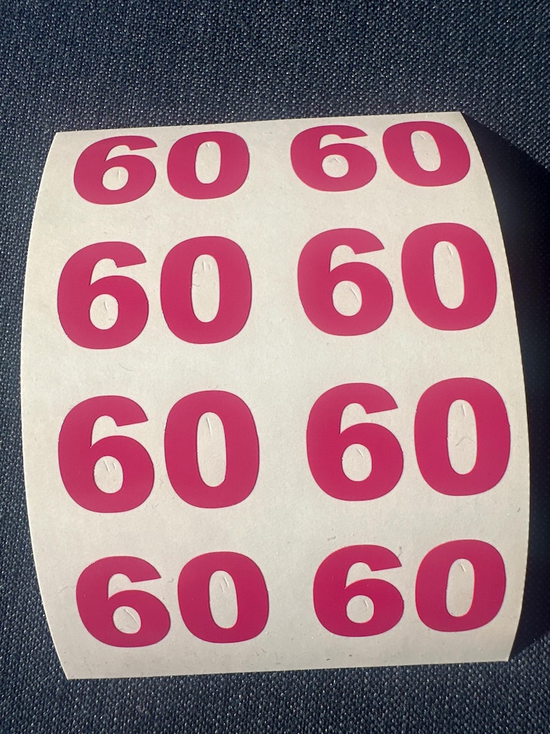 Number 60 Sticker Decals, Many Sizes & Colors, 60th Birthday Milestone ...