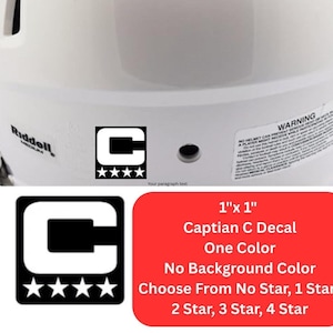 Captain C Patch Jersey Style Helmet Decal, Perfect for Adult & Youth Full Size Football Hockey Baseball Sports Helmets, Free Shipping