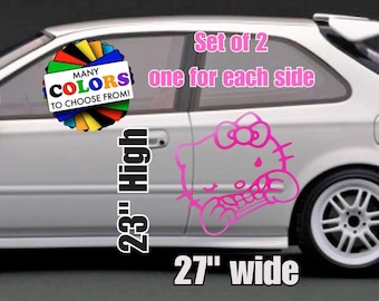 Kawaii Cat Kitty Vinyl Decal, Waterproof UV Resistant Sticker, Many Sizes & Colors, Indoor Outdoor Use, JDM Racing Cute Large Graphics