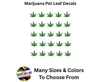 Marijuana Pot Leaf Sticker Decals, Many Sizes & Colors, Cannabis Leaf 420 Stickers Laptop, Water Bottle, Planner Waterproof Vinyl Stickers
