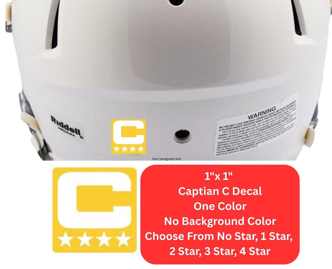 Captain C Patch Jersey Style Helmet Decal, Perfect for Adult & Youth ...