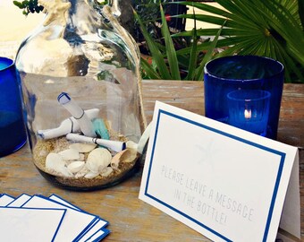 Message In the Bottle Starfish Notecards and Table Tent -  INSTANT DOWNLOAD