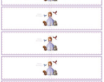 Sofia the First Water Bottle Labels - INSTANT DOWNLOAD