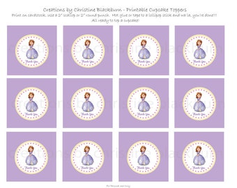 Sofia the First Party Printable Thank You Tags -  INSTANT DOWNLOAD