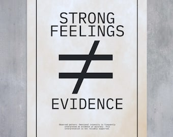 Strong Feelings Do Not Equal Evidence Poster – Cognitive Distortion, Psychology, Pattern Recognition Series
