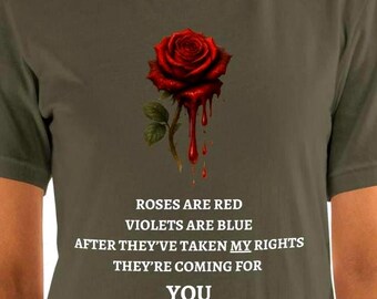 Dark Poem Graphic T-Shirt – Red Rose Illustration, Social Commentary Tee