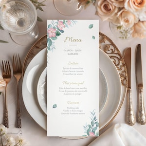 Menu Mariage Vert Sauge Canva Éditable, Wedding Menu Template, Sage Green Wedding Menu, A5 DL 12x18 cm, Téléchargement Instantané