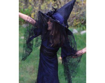 Girls CREEPY CRITTER WITCH Costume - Dress & Hat - Child Size 8