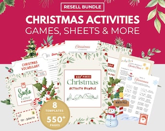 550+ Christmas Printable Activities & Planner, MRR PLR Editable Canva Templates, Colouring Party Games, Master Resell Rights, Rebrand Resell