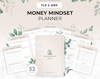 Planificador de mentalidad financiera, Planificador digital MRR PLR, Derechos de reventa de plantillas de Canva, Cuaderno de trabajo de riqueza, Planificador de libertad financiera, Planificador MRR